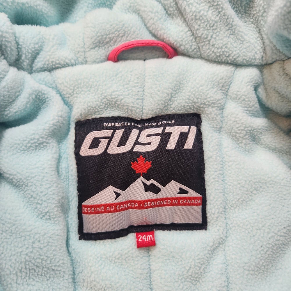 Gusti Pink Toddler Snowsuit‎ Faux Fur Ear Hood Fleece Lined One Piece 24M - Picture 2 of 7
